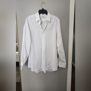 Valentino Men's White Long Sleeve Collared Formal Dress Shirt Size 44/17.5